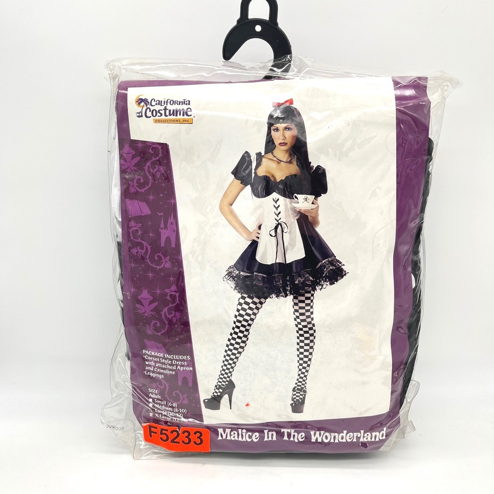 California Costumes Malice In The Wonderland Adult Large 10-12 Gothic Dress Set